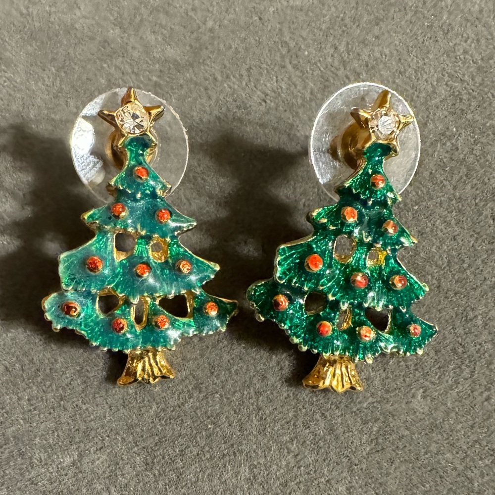 Vintage Eisenberg Ice Christmas Tree Earrings